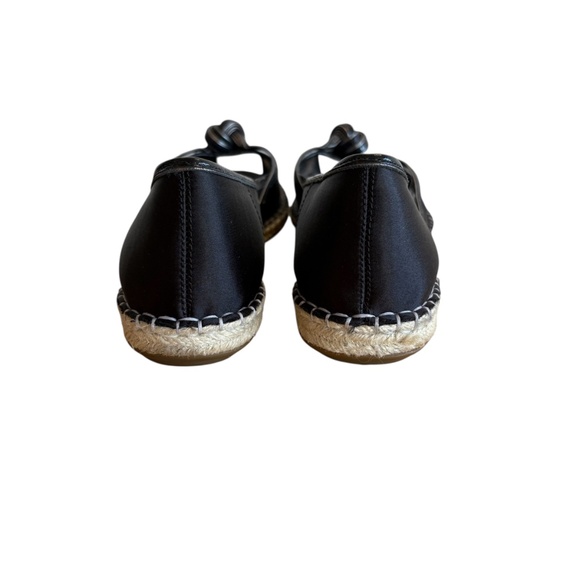 Cole Haan G Series Sabella Black Satin Peep Toe Espadrille Flats Size 11 w/ Box - Picture 3 of 15